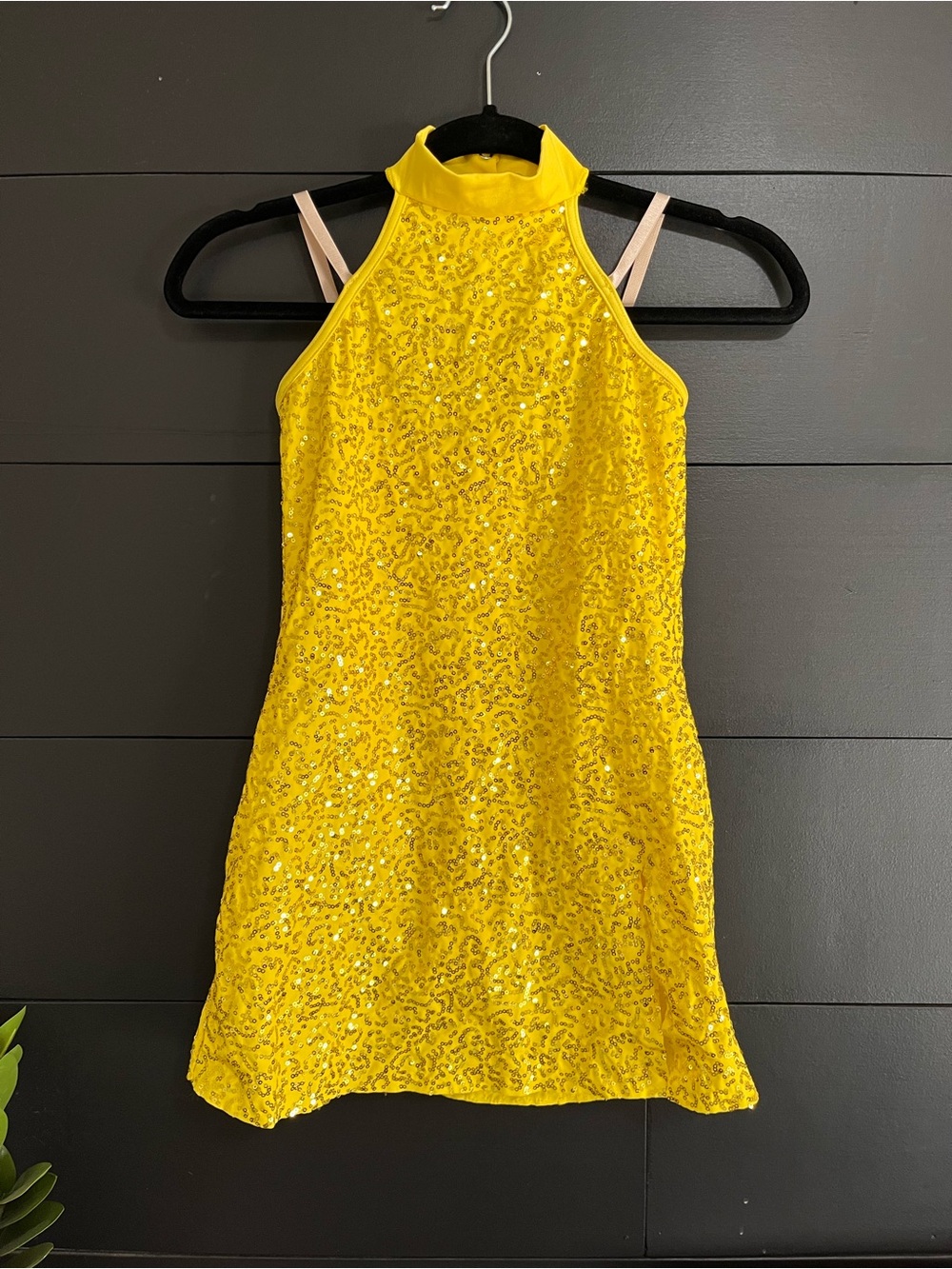 WEISSMAN Sequin Yellow Child Medium Mini Dress Costume Dance EUC